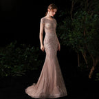 Vestido de noche de sirena para mujer, vestido de fiesta sexy para mujer, vestido largo de gala sin mangas con cuentas 