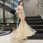 Baoleely Women's Mermaid Evening Dress Long Formal Dresses Sexy Beaded Prom Dresses for Women