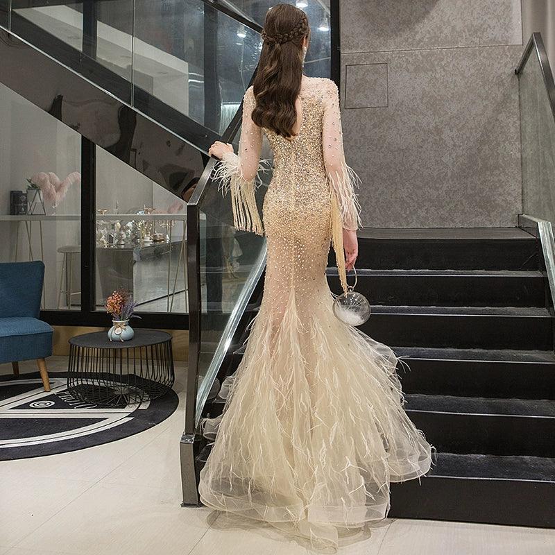 Baoleely Women's Mermaid Evening Dress Long Formal Dresses Sexy Beaded Prom Dresses for Women