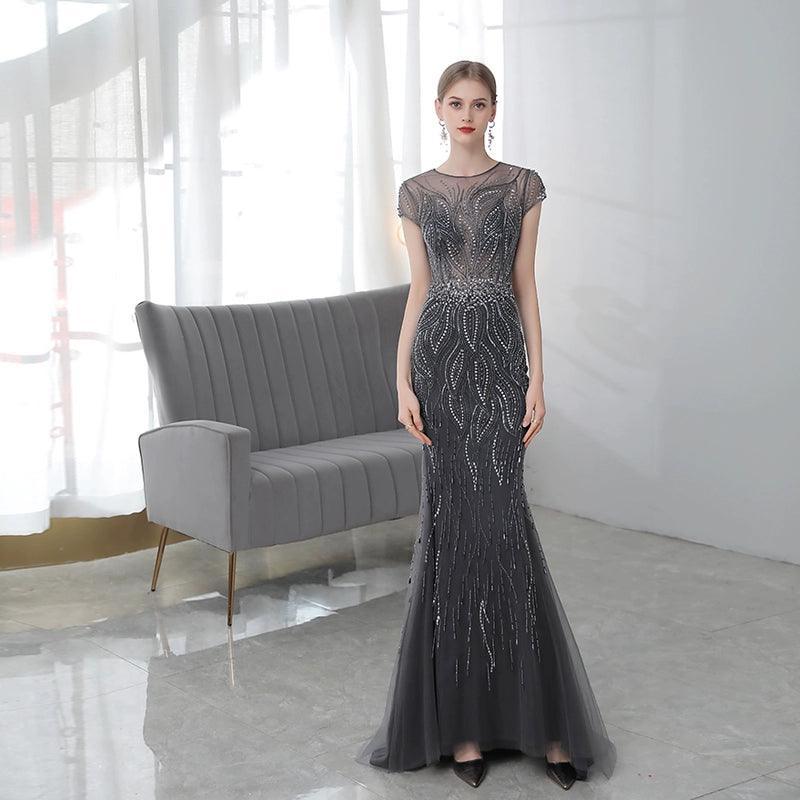 Women's Mermaid Evening Dress Long Prom Dresses Sleeveless for Women Beaded Formal Dresses