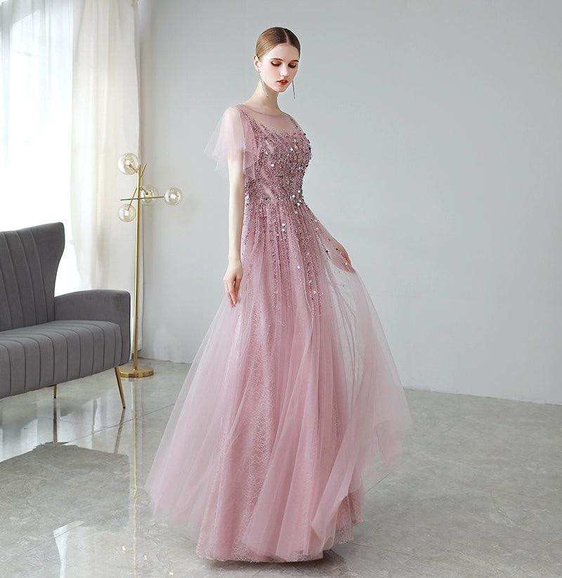 Vestidos de noche de corte A para mujer, vestidos de fiesta con cuentas, vestidos largos formales para mujer 