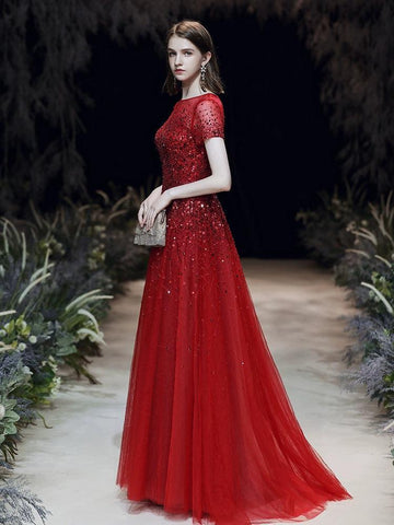 Robe de soirée trapèze pour femme, robe de bal sexy, robe de soirée perlée 