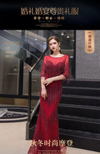Vestido de noche de sirena para mujer, vestido de fiesta sexy para mujer, vestido largo formal con cuentas 