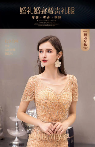 Robe de soirée sirène pour femme, robe de bal sexy, longue, perlée