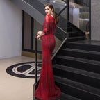 Vestido de noche de sirena para mujer, vestido de fiesta sexy para mujer, vestido largo formal con cuentas 