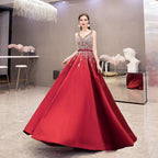 Robe de soirée sexy pour femme, coupe trapèze, robe de bal, robe de soirée perlée, sans manches 
