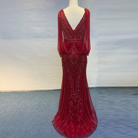 Vestido de noche de sirena para mujer, vestido largo de fiesta con cuentas, vestido de gala para mujer 