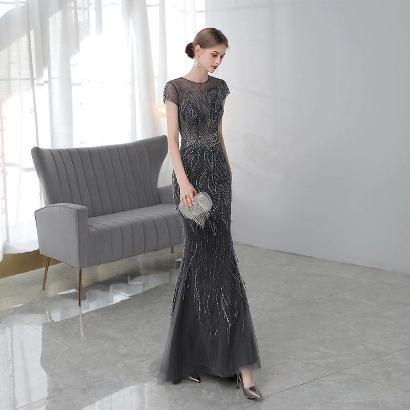 Women's Mermaid Evening Dress Long Prom Dresses Sleeveless for Women Beaded Formal Dresses