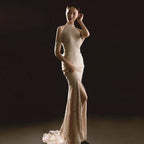 Vestido de noche de sirena para mujer, vestido de fiesta sexy con cuentas, vestido largo formal para mujer 
