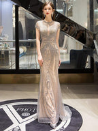 High Quality Mermaid Evening dress For Party  Women Beaded Elegant Gown