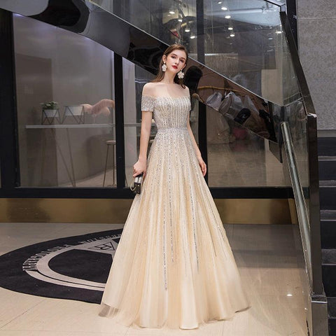 Vestidos de noche sexys para mujer, vestidos de fiesta corte A, vestidos formales con cuentas para mujer 