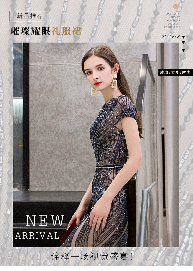 Women's Mermaid Evening Dress Long Sexy Prom Dresses Sleeveless Beaded Formal Dresses