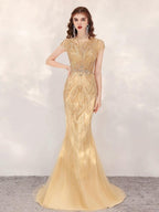 Vestido de noche de sirena para mujer, vestido de fiesta sexy con cuentas, vestido largo formal para mujer 