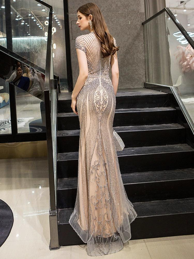 High Quality Mermaid Evening dress For Party  Women Beaded Elegant Gown