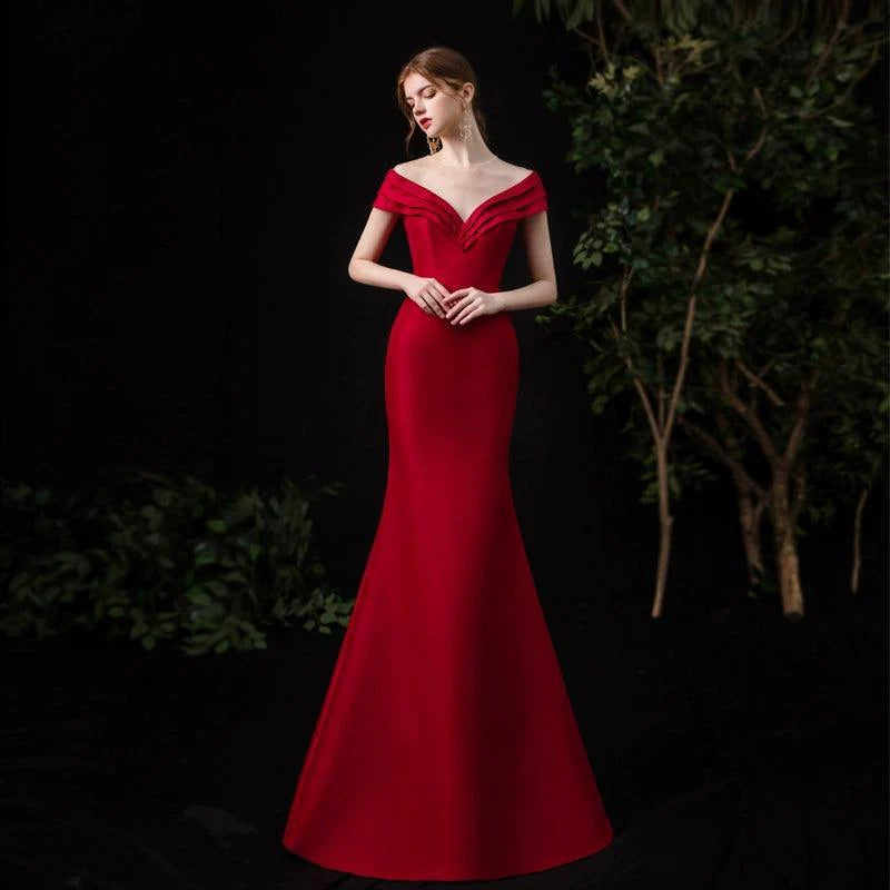 Women's Mermaid Evening Dress Long Prom Dresses V-Neck Formal Dresses for Women