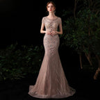 Vestido de noche de sirena para mujer, vestido de fiesta sexy para mujer, vestido largo de gala sin mangas con cuentas 
