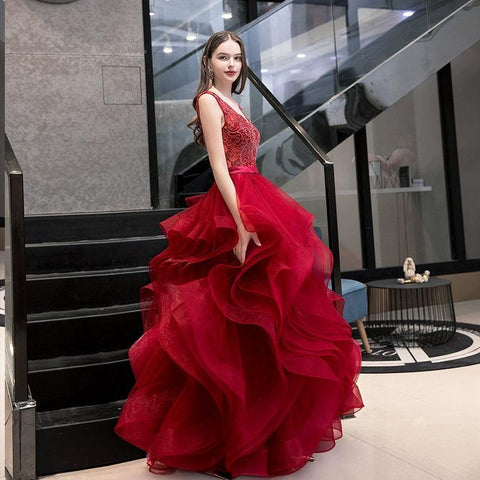 Robe de soirée longue pour femme, robe de bal, robe de mariée perlée sans manches 