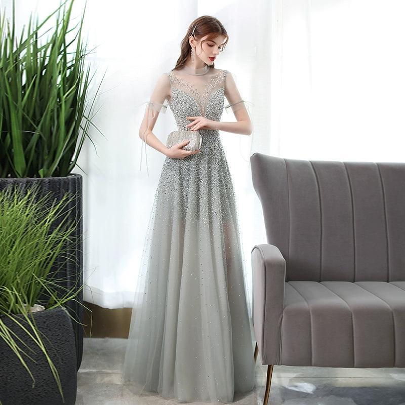 Robe de soirée trapèze sexy pour femme, robe de bal perlée 