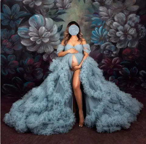 Robe de chambre asymétrique, vêtement de maternité très populaire pour les photos de grossesse