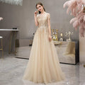Vestido de noche dorado, elegante y de alta calidad, largo de fiesta. 