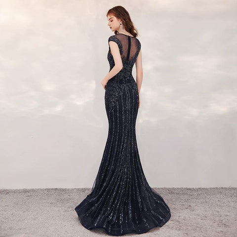 Women's Mermaid Evening Dress Long Prom Dresses Beaded Formal Dresses for Women