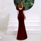 Vestido de noche de sirena para mujer, con escote en V, adornado con cuentas, vestido largo y sexy para graduación. 