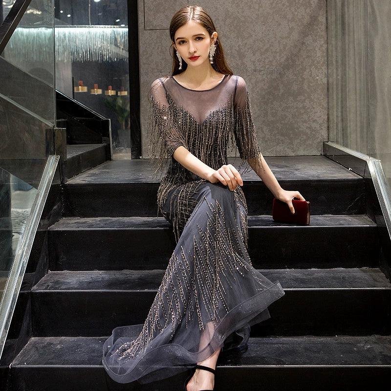 Baoleely Mermaid Evening Dress 2023 New Winter High end Light Luxury Small Crowd Banquet Elegance Host Luxury Dresses
