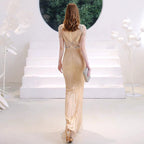 Robe de soirée sirène sexy pour femme, robe de bal longue et élégante avec perles 