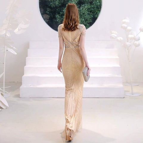 Women's Mermaid Evening Dress Sexy Beaded Prom Dresses Long Formal Dresses for Women