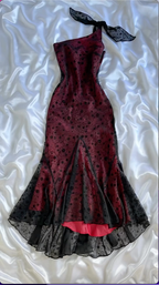 Elegante vestido de noche color burdeos, corte sirena, con un solo hombro, ideal para eventos formales y graduaciones (Y8296)