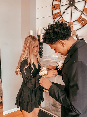 Robe de bal noire à manches longues, robe de soirée noire Y2259