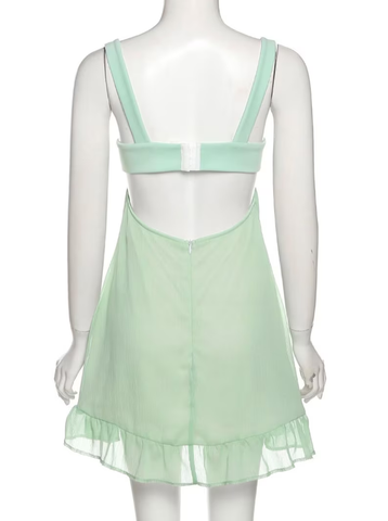 Green A-line Mini Homecoming Dress Backless Party Dress Y2510