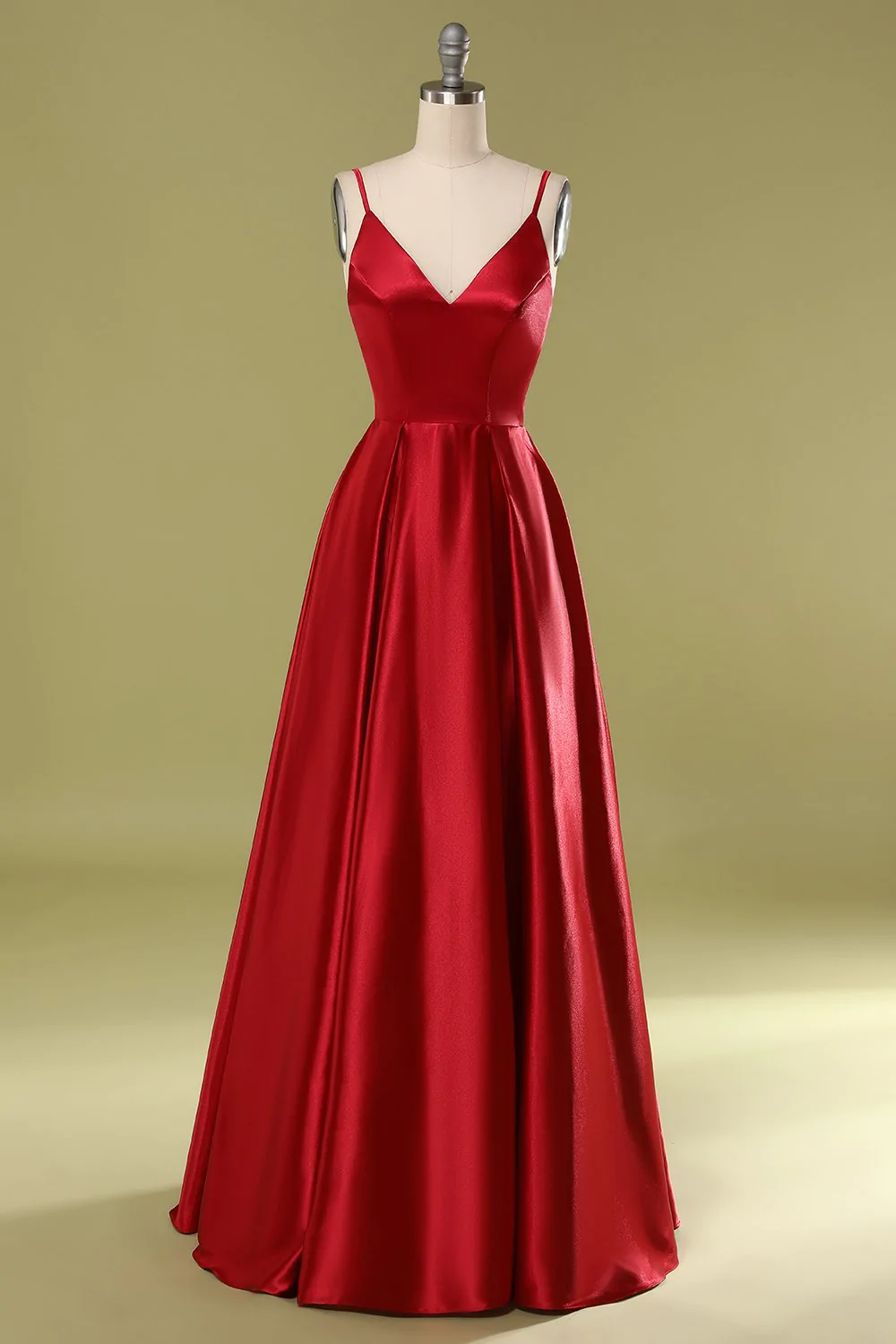 Vestidos de fiesta de satén con escote en V y corte en A, vestidos de noche formales Y806