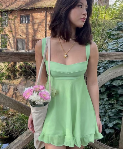 Green A-line Mini Homecoming Dress Backless Party Dress Y2510