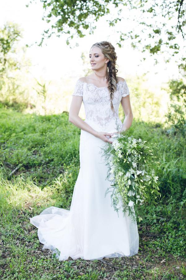 Baoleely White Off Shoulder Open Back Trumpet Lace Up Appliques Wedding Dresses, MW198