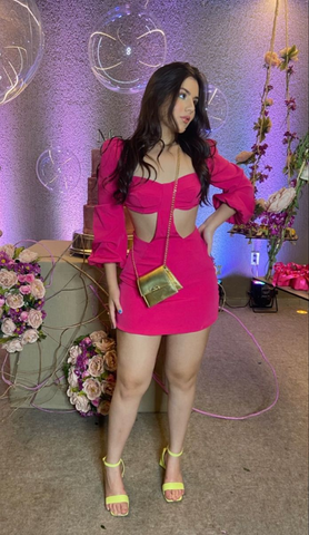 Sexy Waist Cutout Homecoming Dress with Long Sleeves Y2487