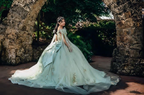 Vestido de quinceañera de tul verde salvia, vestido de baile, vestido de 16 años Y5387