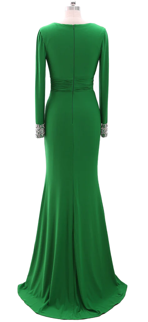 Vestido largo de noche para la madre de la novia, manga larga, escote en V, modelo Y785