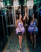 Vestido corto de fiesta con volantes y cuello de espagueti, sexy y minivestido Y2199