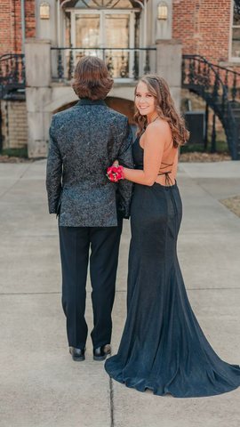 Charming Black Lace-up Back Sheath Prom Dress With Split Black Evening Dress Gala Dress Y5411