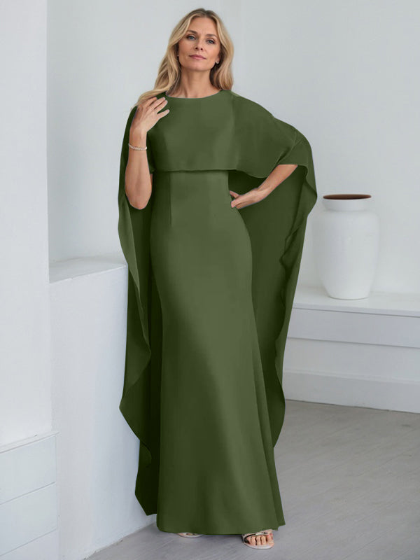 Vestido de gasa de corte recto, largo hasta el suelo, para la madre de la novia, con volantes en cascada. 