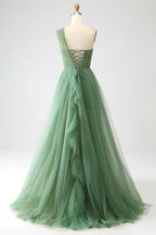One Shoulder Prom Dress A Line Evening Dress SYP183