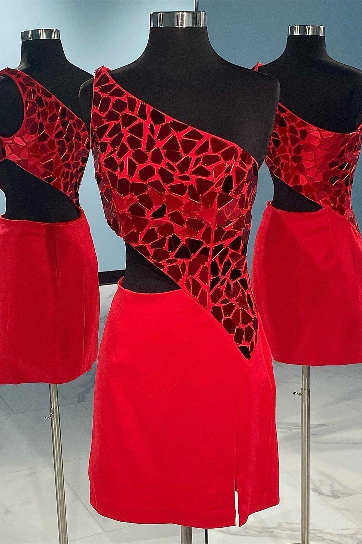Sheath One Shoulder Homecoming Dress with Slit