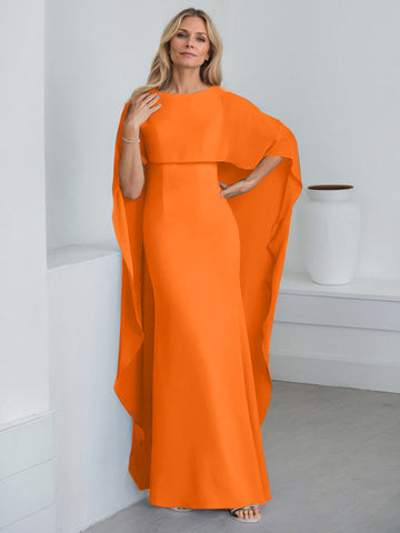 Sheath Scoop Floor-Length Chiffon Mother of the Bride Dress With Cascading Ruffles