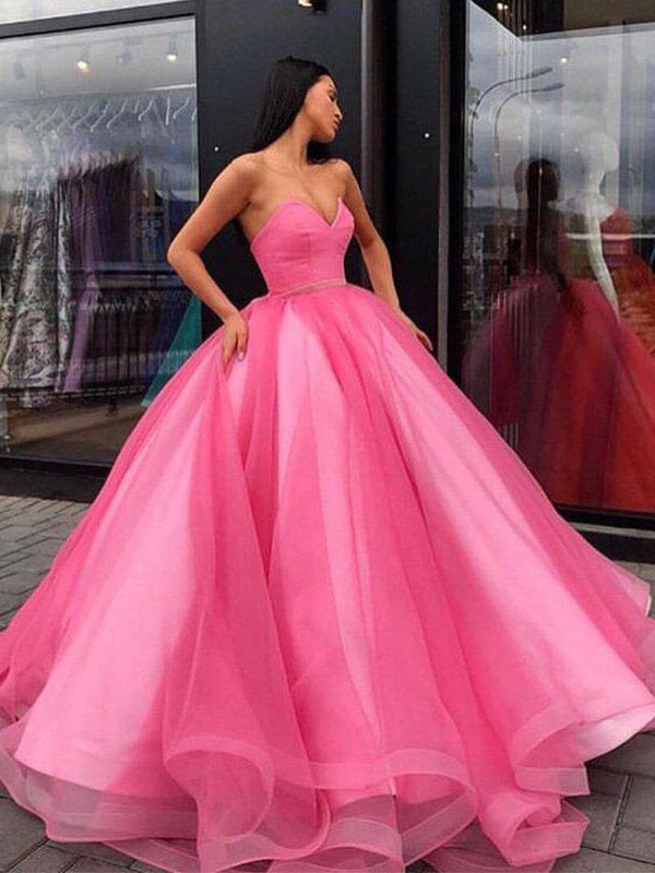 Vestidos de fiesta largos de organza estilo princesa con escote corazón, vestidos de gala formales