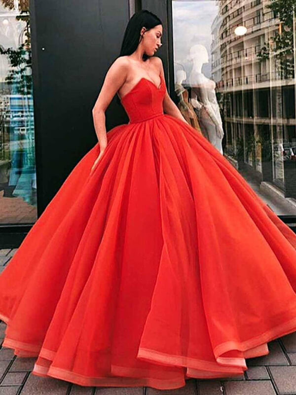 Vestidos de fiesta largos de organza estilo princesa con escote corazón, vestidos de gala formales