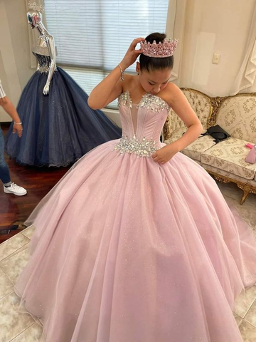 Vestido de quinceañera sin tirantes con brillo, vestido de baile, vestido de 16 años Y2840