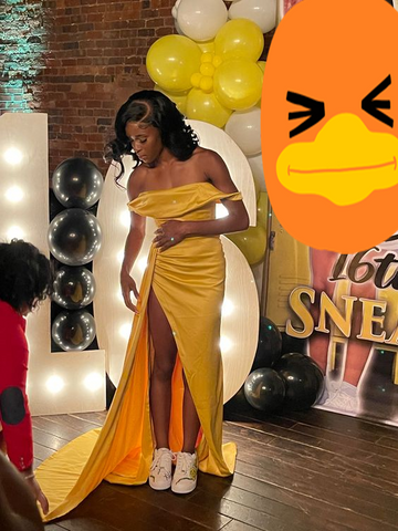 Elegant Off The Shoulder Yellow Evening Dress 16th Birthday Outfit Y7244