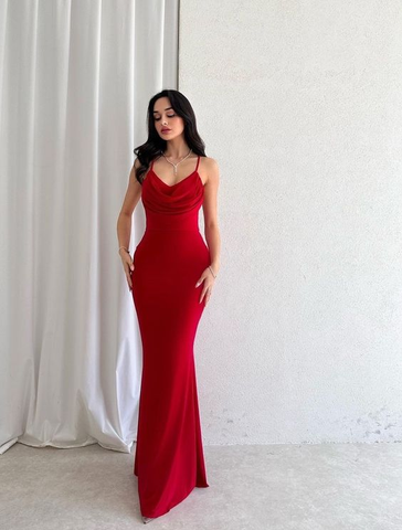 Charming Red Mermaid Prom Dress Red Evening Dress Y6945