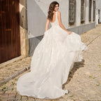 Elegant Square Neck Wedding Dress Open Back Sleeveless A-line Beading Exquisite Bridal Gowns Custom Made robe de mariée